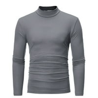 Rovga Men Графична огромна риза есен зима чист цвят водолада с дълъг ръкав топ блуза ежедневна тениска мъжки дрехи