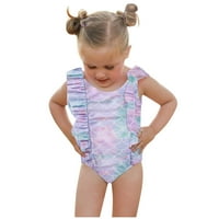 Fesfesfes Toddler Kids Children Swimsuit Деца момичета плуване отпечатани една бански костюм с сплитане на бански костюми Monokini Swimdress