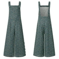 Aoochasliy Clearance Дамски панталони дребни дами спално бельо Jumpsuit Casual Sprender Pants Wide Leg Floral Buttons