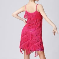 Небрежни рокли за жени летни рокли за женски моден моден суспендер Crewneck Sequin Feather Leavelecs Solid Mini рокля Party Ress Beige L