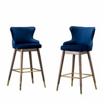 Кръгла мебел Лиланд Плат тапицирани бар столове за крила, комплект от 2, Розово, 28.3 височина на седалката, Орехово покритие