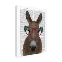 Фънки 'Магаре Червено Цвете Очила Печат Книга' Платно Изкуство