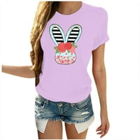Ризи за жени Разчистване Великденски зайче за зайче мъже и жени разхлаби тениска с къси ръкави с голям размер