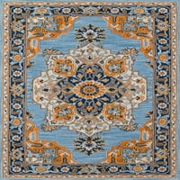 Момени ориенталски традиционни килими зона, синьо и оранжево и почти бял, 96 120