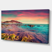 DesignArt 'Giallonardo Beach Colorful Sunset' Seashore Photo Canvas Print