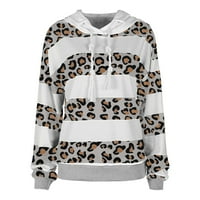 Женски качулки леопардови ивици печат с дълги ръкави суичър Небрежен блуза пуловер върхове Hot8SL4487570