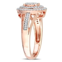 Миабела Дамски карат Т. в. диамант 14кт Розово злато Двоен хало Сплит джолан пръстен