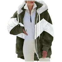 Мека ружа якета за жени, мода жени топло Фау палто яке зимен цип Дълъг ръкав Връхни дрехи зимни палта коледни подаръци за жени