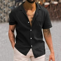 Мъжки Ризи Ежедневни Стилни Твърди Риза С Къс Ръкав Копче Риза