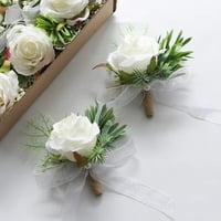 Роза китката корсаж гривна и мъжки бутониери Комплект за сватба цветя аксесоари Абитуриентски костюм декорации