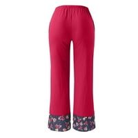 Б91хз Дамски Панталони дамски ежедневни дрехи лятото Широк крак панталони нередовен печат снаждане хлабав памучни панталони панталони за жени Модерен Червен, Размер л