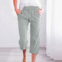 drpgunly женски панталони модни високи талии с широки панталони за краката еластични панталони удобни панталони с прав крак с джобове капри панталони за жени мента зелено l