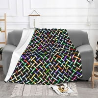 Супер меки антилигиращи фланелни одеяла за легла, геометричен цветен модел уютен пухкав топъл всички сезони Хвърлете одеяло за спално бельо, 50 x40