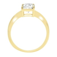 2. CT Brilliant Radiant Cut Clear Simulated Diamond 18K Yellow Gold Politaire Ring SZ 3.75