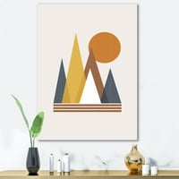 Дизайнарт 'слънце и планина абстрактно' Модерен Принт за стена