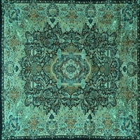 Ahgly Company Indoor Square Persian Turquoise Blue Traditional Area Cugs, 3 'квадрат