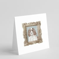 Английски springer spaniel черен дроб бял изглед отпред квадратни поздравителни картички и пликове на