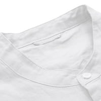 Strungten Men's Baggy Cotton Linen Solid Three Quarter Lleave Pocket Stand Collars ризи ризи за мъже