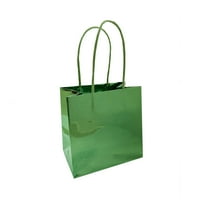 Коледна холографска хартиена торбичка, зелена, 5в празнично време