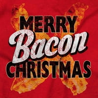Весела Коледа Бейкън Любовник на месото Женска тениска дами тий Бриско Марки x
