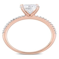 Карат Т. Г. В. възглавница-шлифован моасанит и карат Т. в. диамант 14кт Розово злато годежен пръстен