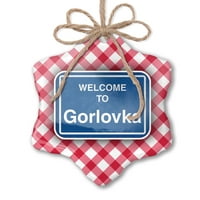 Орнамент отпечатан едностранно табела добре дошли в Gorlovka Christmas Neonblond