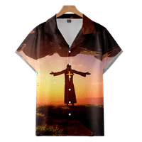Великденски мъже за възрастни бутони за ризи с къс ръкав, редовни удобни ризи леки дрехи, до 4XL