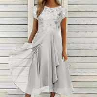 Cuoff летни рокли за жени шифон елегантен дантелен пачуърк рокля изрязана дълга рокля шаферка вечерна рокля бяла xl