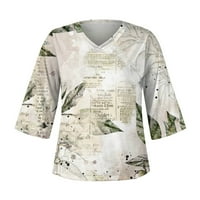 Strungten ръкави ризи за жени модел печат графичен бутон Тийс блузи Небрежни плюс размер Основни върхове Пуловер Женски върхове
