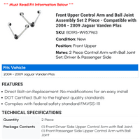 Набор от предни Горни контролни рамо и сглобяване на топката - съвместим с - Jaguar Vanden Plas 2008