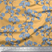 Soimoi Modal Satin Fabric Yellow Blue Flower Floral Printed Craft Fabric край двора