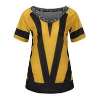 Yubatuo Womens Tops Women's Fashion Ново лято спукване на печат Разхлабена V-Neck с къси ръкави тениски тениски ризи за жени