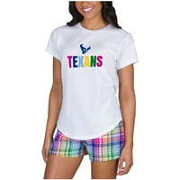 Женски концепции Sport White Houston Texans Razzle Sleepwear Top & Shorts