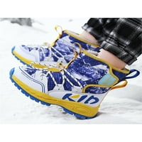 Zodanni Boys Mid -Calf Boot Boot Round Toe Winter Shoes Hook and Loop Snow Boots Деца топла обувка на открито дишащо плюшено облицовано синьо жълто 3y