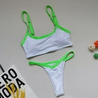 Жени бански костюми за клирънс в облеклото, Axxd Bikini Solid Set Swimsuit Две напълнени пачуърчни бански костюми плажни дрехи за нови тенденции Зелени m