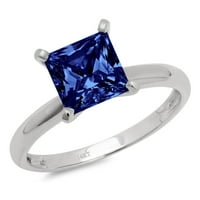 CT Brilliant Princess Cut Clear симулиран диамант 18K бял златен пасианс пръстен SZ 7.25