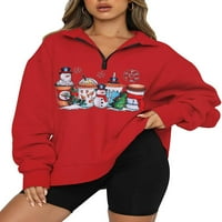 Дамски огромни половин цип пуловер с дълъг ръкав суичър квартал цип есен зимен модерен качулка тийнейджър момичета y2k дрехи