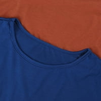 мнжин дамски ризи и блузи мода дамски Плътен цвят Джобни шевове завързани от - плешки блузи тениска за жени оранжев ххл
