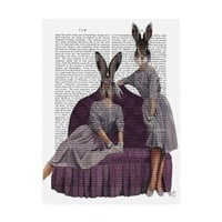 Изобразително изкуство 'два заека в лилаво' платно изкуство от фаб фънки