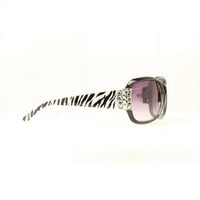 Блазин ро Леопард страни с кристални Слънчеви очила, черно и бяло