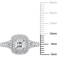 1-каратов диамантен пръстен 14к Бяло Злато Двоен ореол