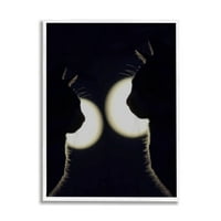 Ступел индустрии две черни котки силуети Нощни лунни Животни снимка бяла рамка изкуство печат стена изкуство, дизайн от Дафне Полсели