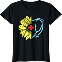 Жени върхове медицинска сестра слънчев копър Смешно цвете за медицински сестри Любители на тениска подарък за парти с къс ръкав ризи черен тройник