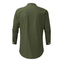 Мъжки Ризи Мъжки Топ Лен Копчета Спортни Ежедневни Ризи Зелени