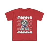 Aussiedoodle 'Merica Patroitic T-Shirt Сладка Aussiedoo Puppy 4-ти юли куче