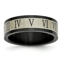 Бяла пръстенна лента от неръждаема стомана сватбена черна черна ip-поставена римски цифри
