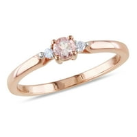 Миабела Дамски карат Т. Г. в. Морганит и диамант-акцент Розово злато флаш покритие стерлинги сребро 3-камък обещание пръстен