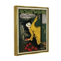 Ступел индустрии ла Виктория Ардуино кафе еспресо реколта вдъхновени плакат метална златна рамка плаващо платно стена изкуство, 16х20