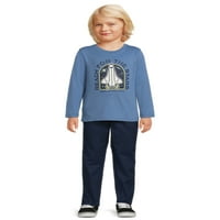 Детски комплект детска тениска с дълъг ръкав и панталон, размери 4-10