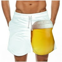 Cllios Beach Shorts for Men Loose Beer Printing Бързо сухи бански костюм спортни бански панталони